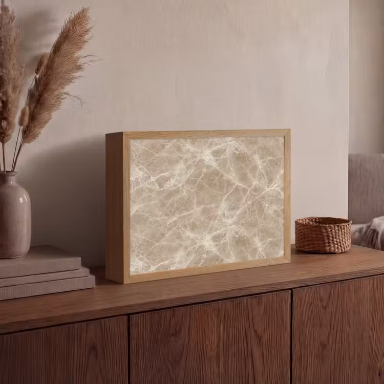 Bruin - Kristaladers - Marmer Light Box met batterij (Wandlamp) middel 907 -sfeer2
