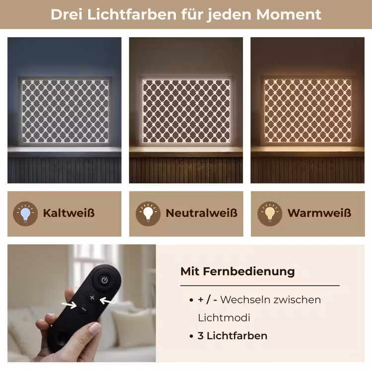 Bruin - Ruitpatroon - Geometrisch Light Box met batterij (Wandlamp) middel 907 -USP_lichtkleurDE