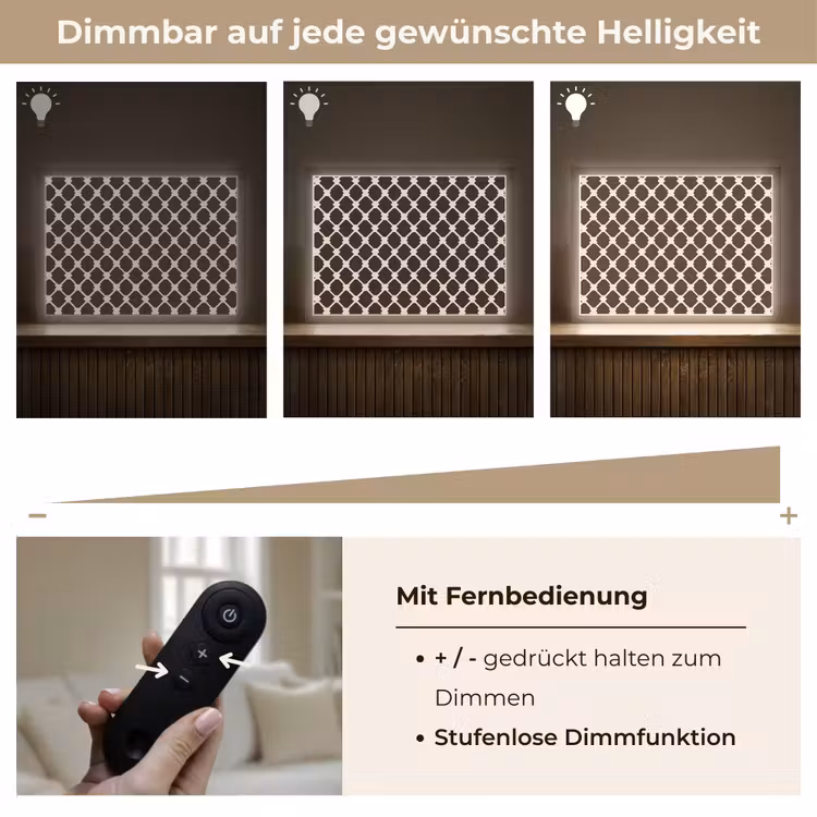 Bruin - Ruitpatroon - Geometrisch Light Box met batterij (Wandlamp) middel 907 -USP_dimbaarDE