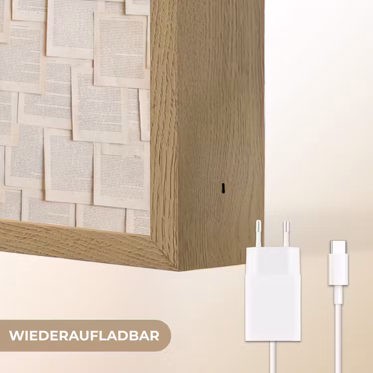 Boekpagina - Collage - Literatuur - Vintage - Beige Light Box met batterij (Wandlamp) middel -USP_websiteoplaadbaarDE