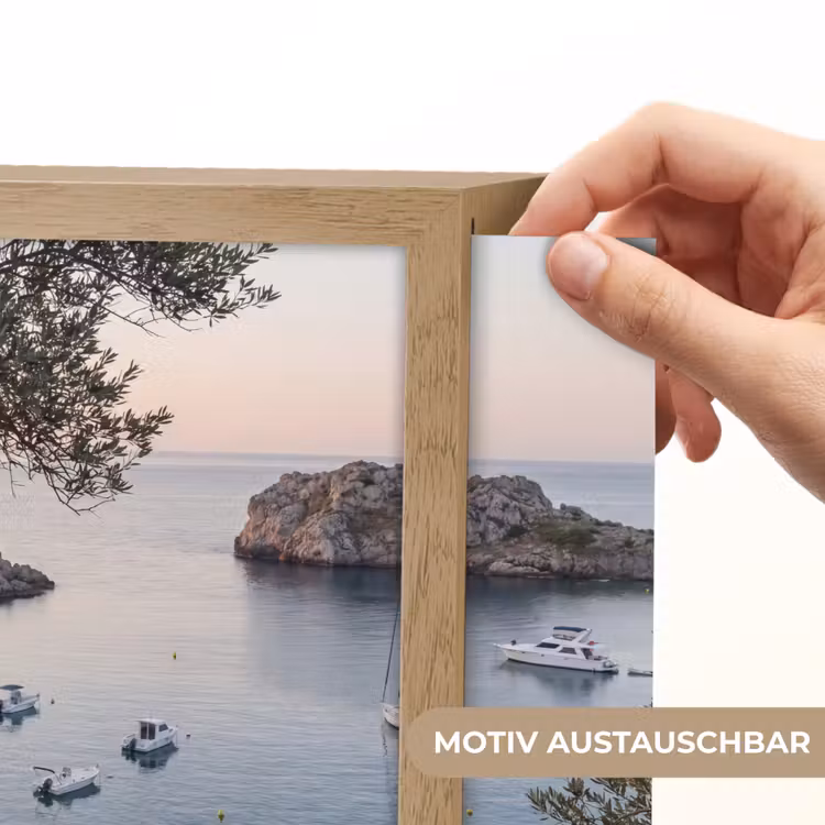 Lightbox - Wandleuchte - Bucht – Boote – Sonnenuntergang - Baai - boten - zonsondergang Light Box met kabel (Wandlamp) klein