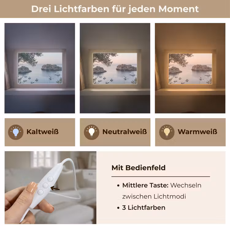 Lightbox - Wandleuchte - Bucht – Boote – Sonnenuntergang - Baai - boten - zonsondergang Light Box met kabel (Wandlamp) klein