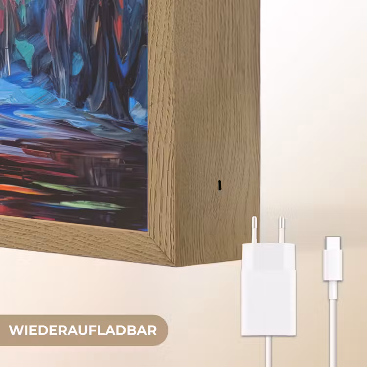 Kleurrijk - Olieverf - Water - Boot Light Box met batterij (Wandlamp) middel -USP_websiteoplaadbaarDE