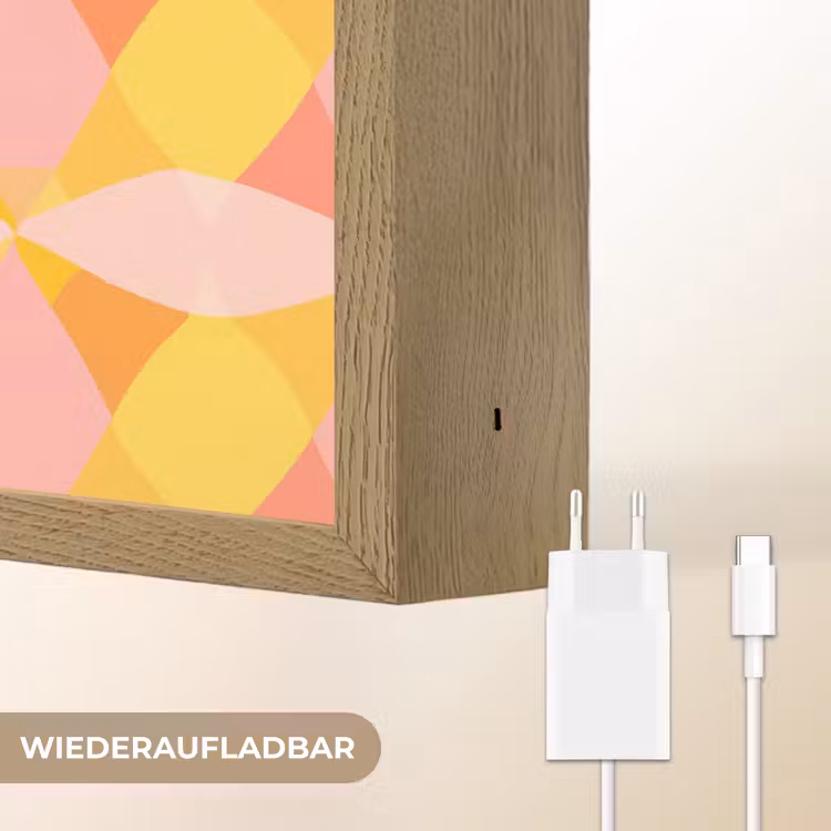 Kleurrijk - Ruitpatroon - Bladvormen Light Box met batterij (Wandlamp) middel 907 -USP_websiteoplaadbaarDE