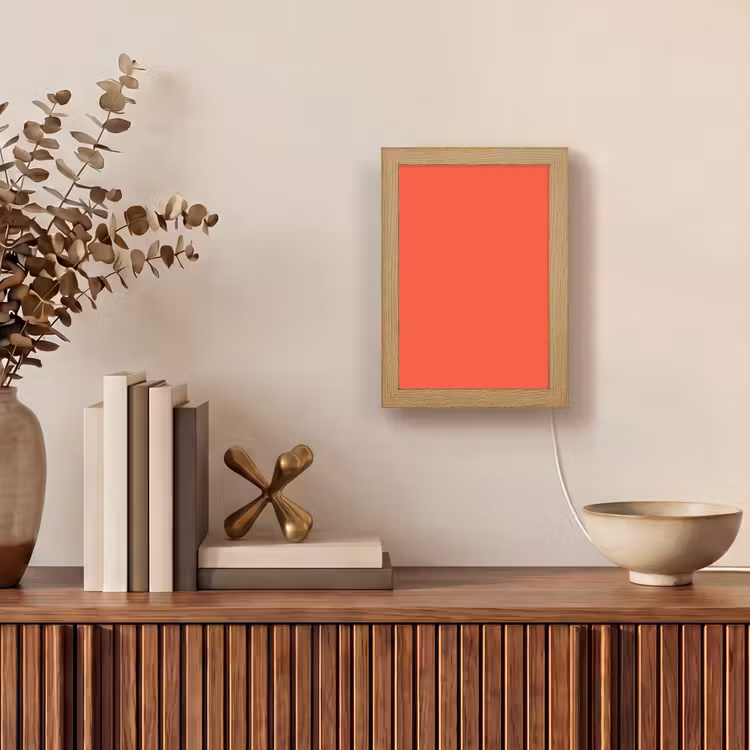 Burnt - Coral - Oranje Light Box met kabel (Wandlamp) klein 929 -sfeer2