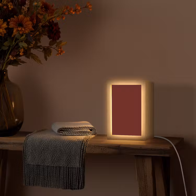 Burnt - Mahogany - Rood Light Box met kabel (Wandlamp) klein 929 -sfeer4