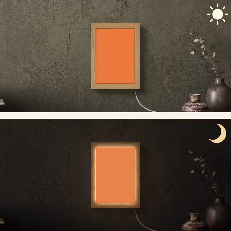 Burnt - Sienna - Oranje Light Box met kabel (Wandlamp) klein 929 -sfeer3