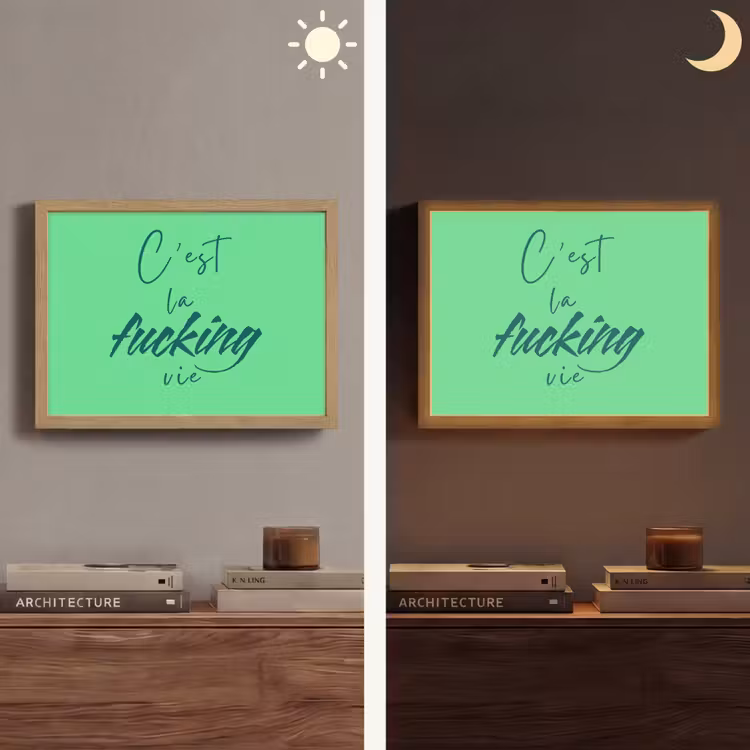 c'est la fucking vie - Groen - Penseelstijl Light Box met batterij (Wandlamp) middel -sfeer3