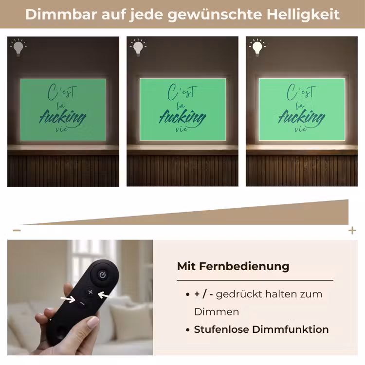 c'est la fucking vie - Groen - Penseelstijl Light Box met batterij (Wandlamp) middel -USP_dimbaarDE