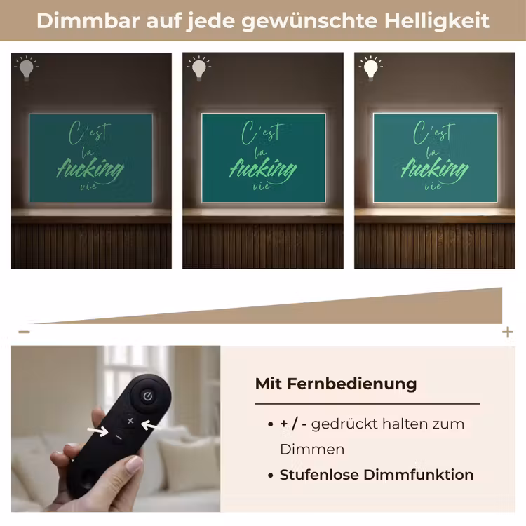 c'est la fucking vie - Groen - Handgeschreven Light Box met batterij (Wandlamp) middel -USP_dimbaarDE