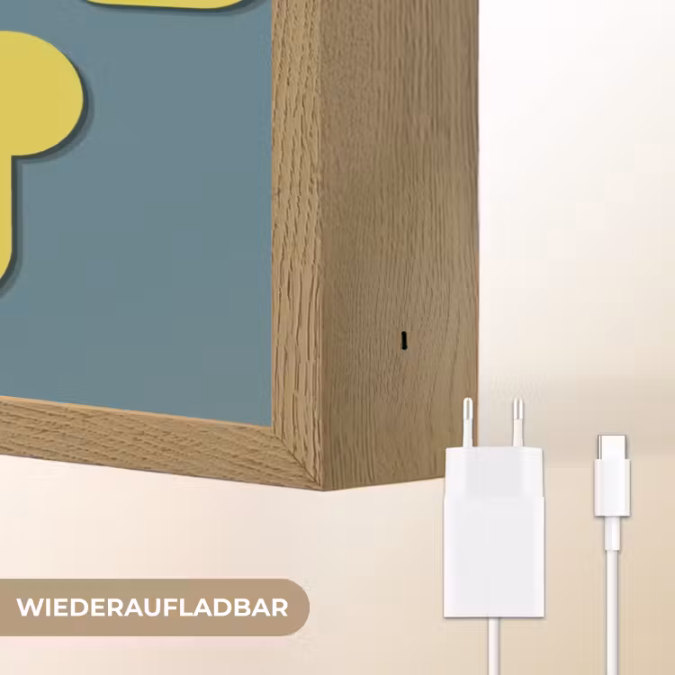 Chill out - Geel - Blauw Light Box met batterij (Wandlamp) middel -USP_websiteoplaadbaarDE