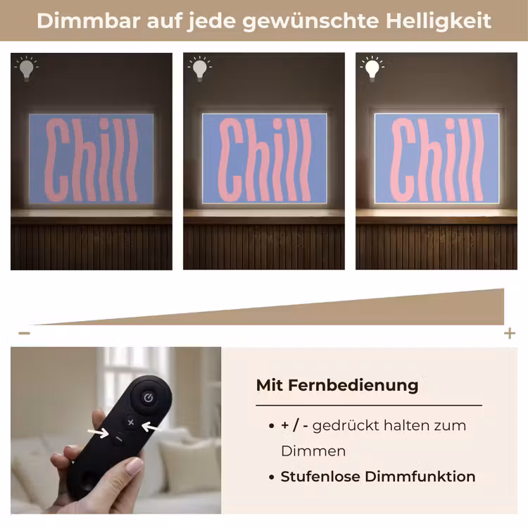 Chill - Roze - Blauw - Golvend Light Box met batterij (Wandlamp) middel -USP_dimbaarDE