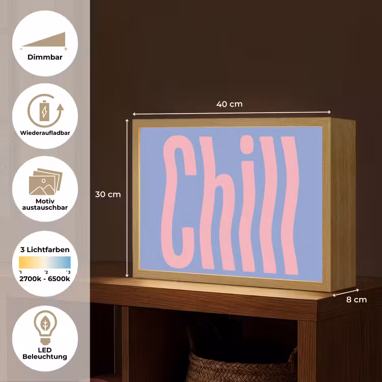Chill - Roze - Blauw - Golvend Light Box met batterij (Wandlamp) middel -USP_websiteoverzichtDE