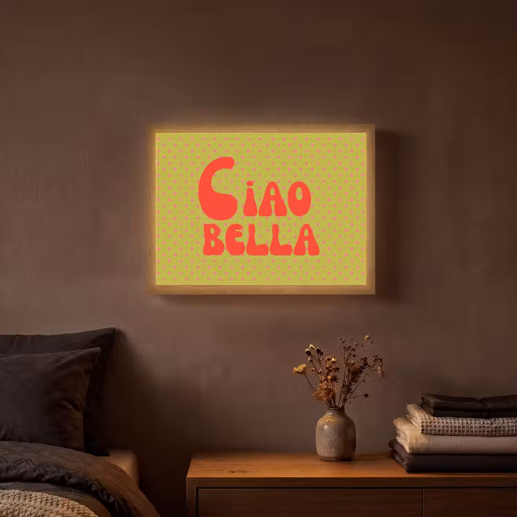 Ciao bella - Rood - Groen - Stippen Light Box met batterij (Wandlamp) middel -sfeer4