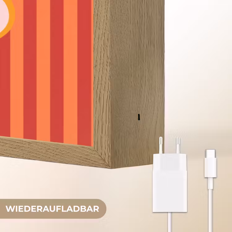 Ciao bella - Tekstwolk - Strepen - Oranje Light Box met batterij (Wandlamp) middel -USP_websiteoplaadbaarDE