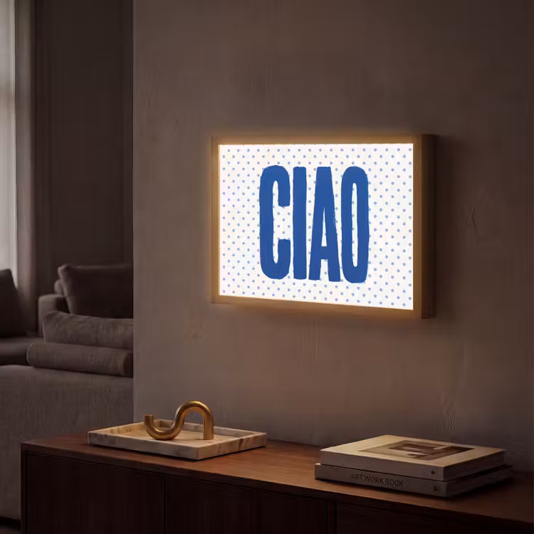 Ciao - Blauw - Stippen Light Box met batterij (Wandlamp) middel -sfeer1