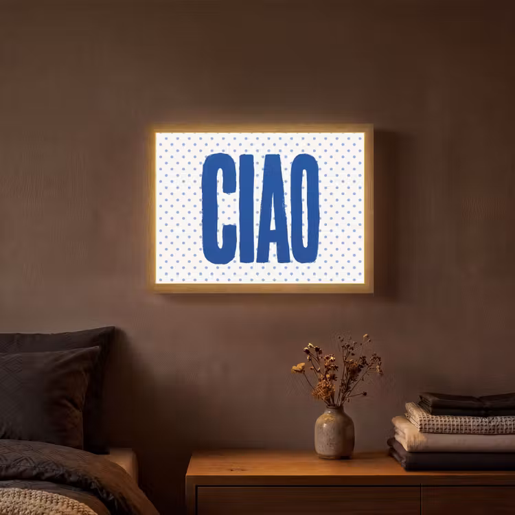 Ciao - Blauw - Stippen Light Box met batterij (Wandlamp) middel -sfeer4