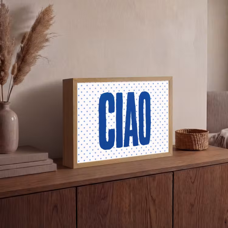 Ciao - Blauw - Stippen Light Box met batterij (Wandlamp) middel -sfeer2