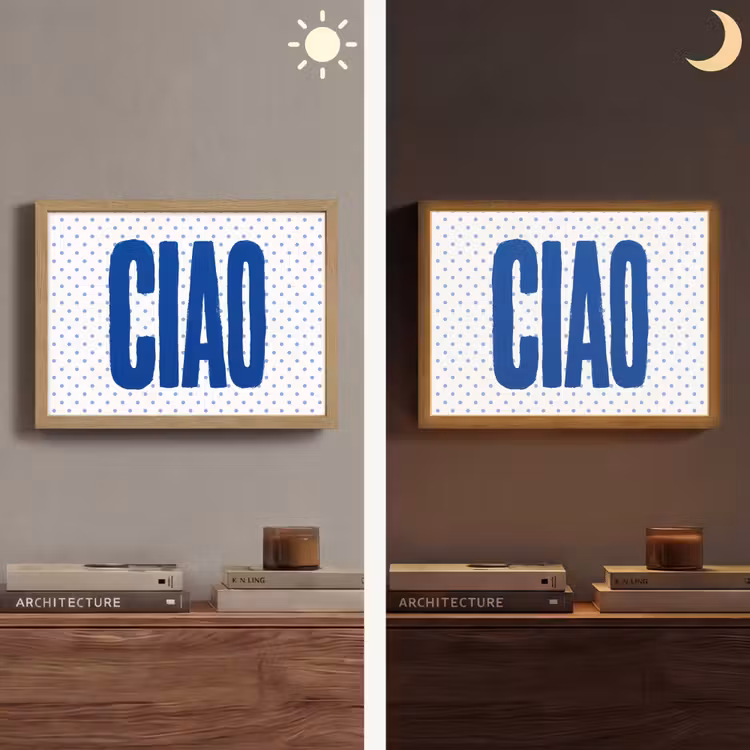 Ciao - Blauw - Stippen Light Box met batterij (Wandlamp) middel -sfeer3