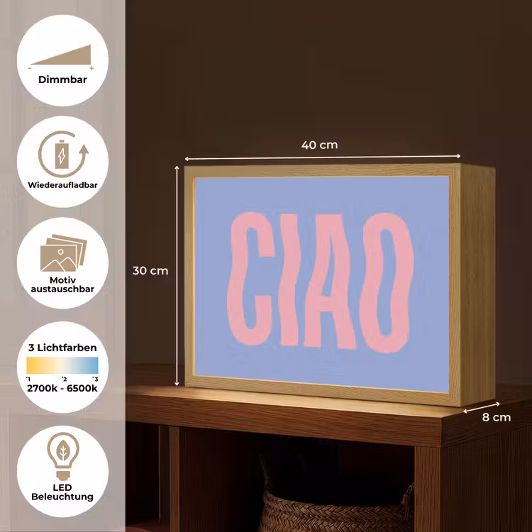 Ciao - Roze - Blauw - Golvend Light Box met batterij (Wandlamp) middel -USP_websiteoverzichtDE