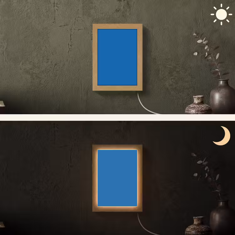 Classic - Azure - Blauw Light Box met kabel (Wandlamp) klein 929 -sfeer3