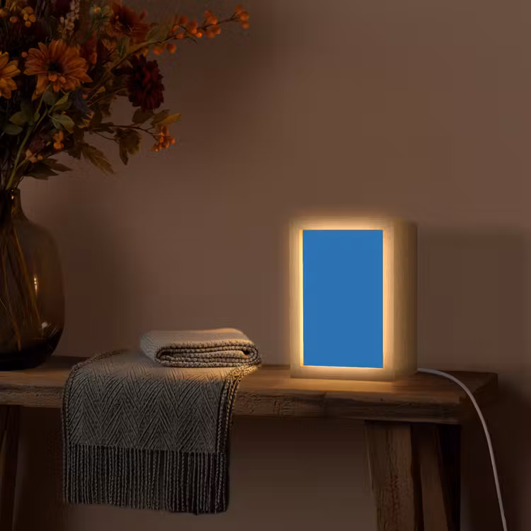 Classic - Azure - Blauw Light Box met kabel (Wandlamp) klein 929 -sfeer4