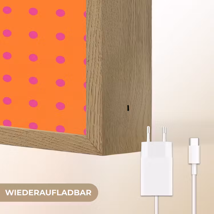 Cool - Stippen - Oranje Light Box met batterij (Wandlamp) middel -USP_websiteoplaadbaarDE