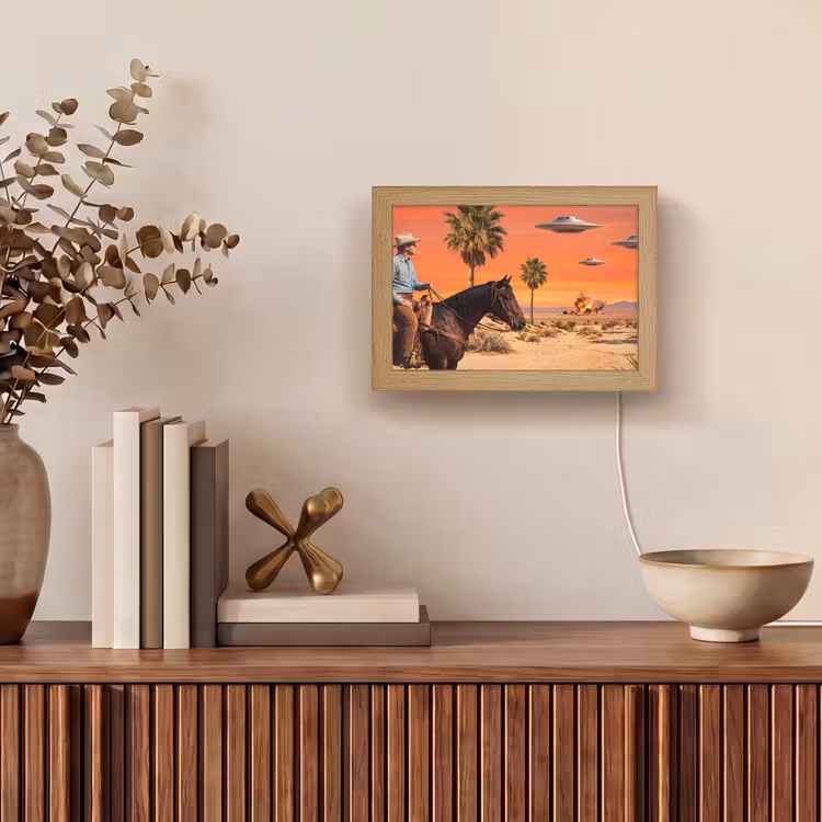 Lightbox - Wandleuchte - Cowboy – Pferd – Wüste - Cowboy - Paard - Woestijn Light Box met kabel (Wandlamp) klein