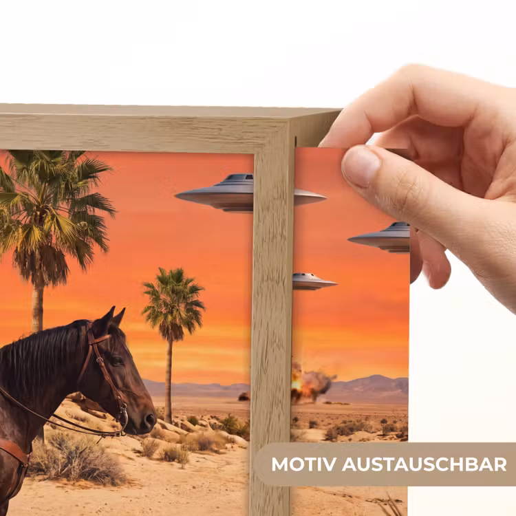 Lightbox - Wandleuchte - Cowboy – Pferd – Wüste - Cowboy - Paard - Woestijn Light Box met kabel (Wandlamp) klein