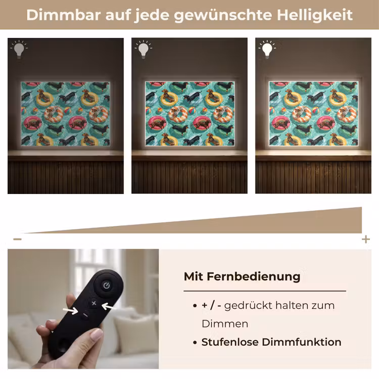 Teckels - Zwembad - Kleurrijk Light Box met batterij (Wandlamp) middel 907 -USP_dimbaarDE