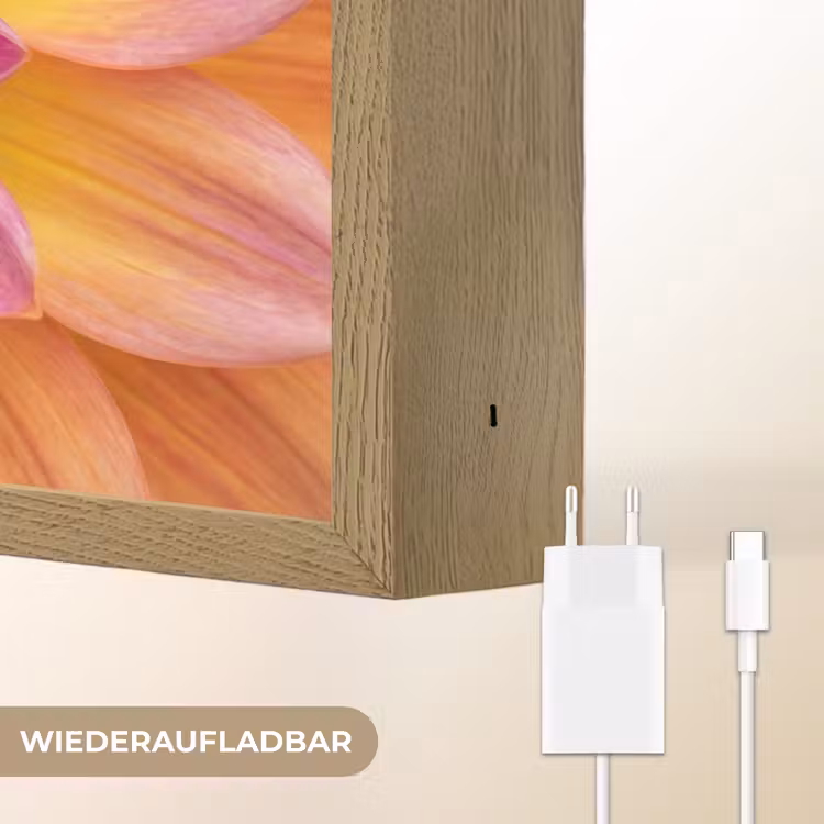 Dahlia - Bloem - Oranje Light Box met batterij (Wandlamp) middel -USP_websiteoplaadbaarDE