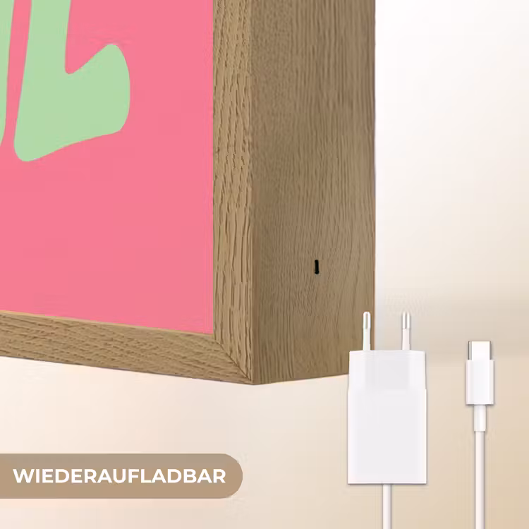 Grateful - Groen - Grafisch - Vloeiend Light Box met batterij (Wandlamp) middel -USP_websiteoplaadbaarDE