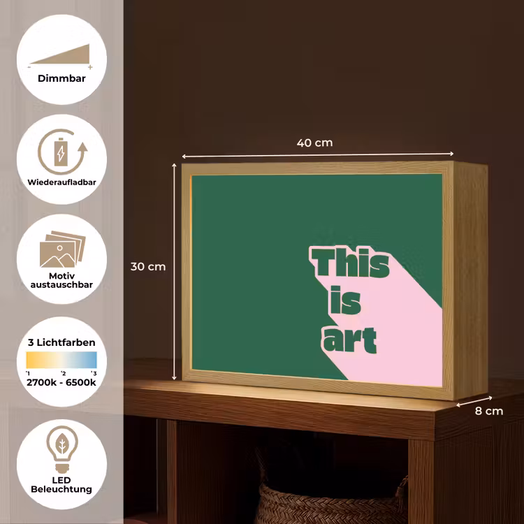 This is art - Schaduw - Roze Light Box met batterij (Wandlamp) middel -USP_websiteoverzichtDE