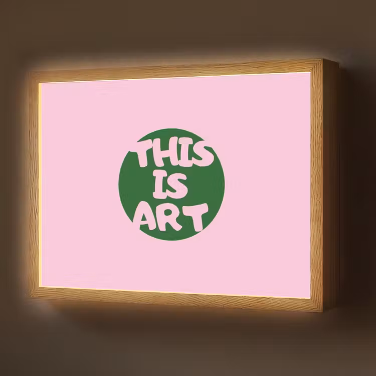 This is art - Tekst - Cirkel - Groen Light Box met batterij (Wandlamp) middel -z3d_website