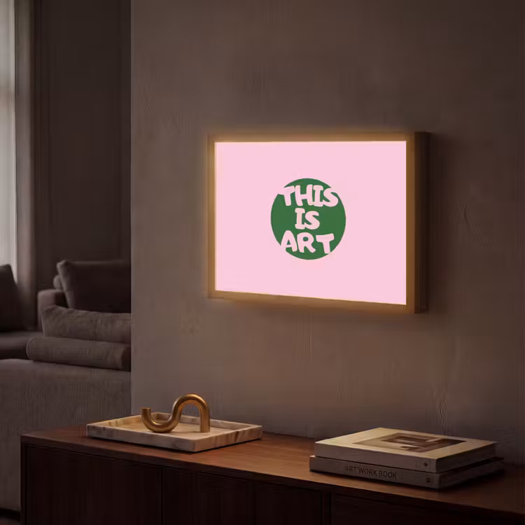 This is art - Tekst - Cirkel - Groen Light Box met batterij (Wandlamp) middel -sfeer1
