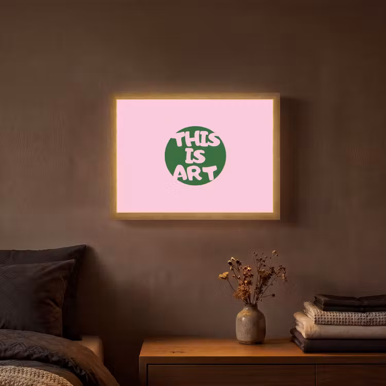 This is art - Tekst - Cirkel - Groen Light Box met batterij (Wandlamp) middel -sfeer4