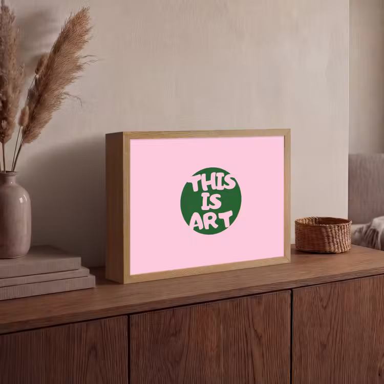 This is art - Tekst - Cirkel - Groen Light Box met batterij (Wandlamp) middel -sfeer2