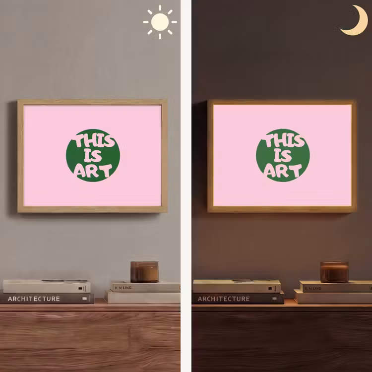This is art - Tekst - Cirkel - Groen Light Box met batterij (Wandlamp) middel -sfeer3
