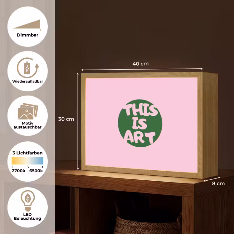 This is art - Tekst - Cirkel - Groen Light Box met batterij (Wandlamp) middel -USP_websiteoverzichtDE