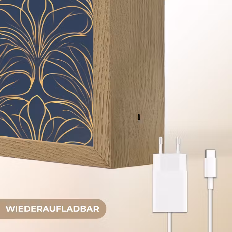 Deco - Waaier - Blauw Light Box met batterij (Wandlamp) middel 907 -USP_websiteoplaadbaarDE