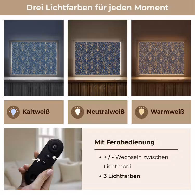 Deco - Waaier - Blauw Light Box met batterij (Wandlamp) middel 907 -USP_lichtkleurDE