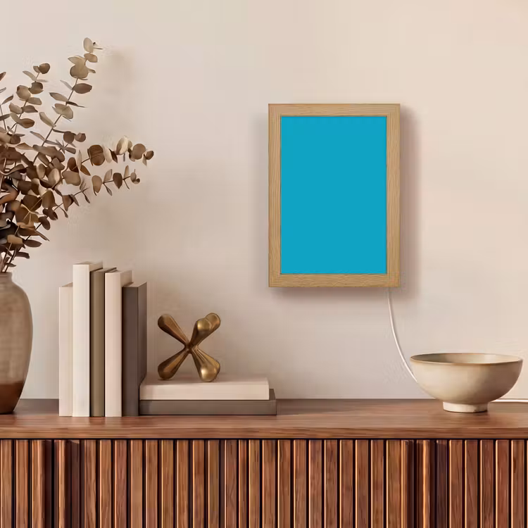 Deep - Turquoise - Turkoois Light Box met kabel (Wandlamp) klein 929 -sfeer2