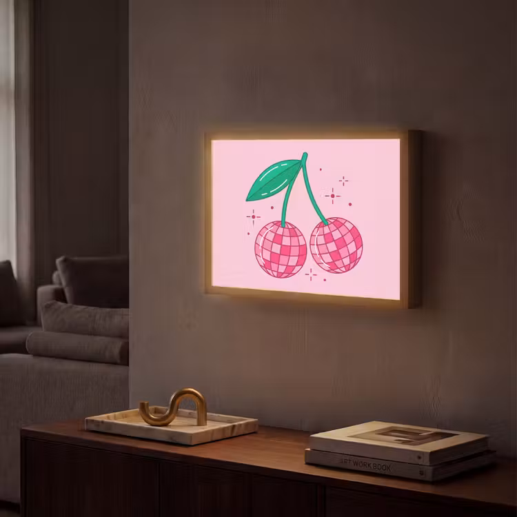 Decoratie - Disco-bal - Feest - Roze Light Box met batterij (Wandlamp) middel -sfeer1