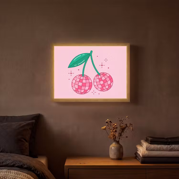 Decoratie - Disco-bal - Feest - Roze Light Box met batterij (Wandlamp) middel -sfeer4