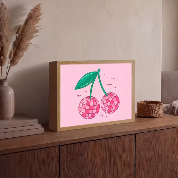 Decoratie - Disco-bal - Feest - Roze Light Box met batterij (Wandlamp) middel -sfeer2