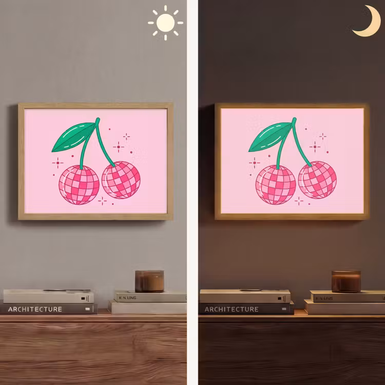 Decoratie - Disco-bal - Feest - Roze Light Box met batterij (Wandlamp) middel -sfeer3