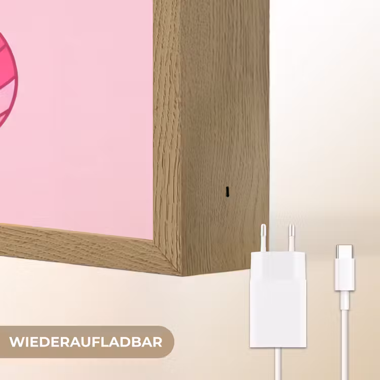 Decoratie - Disco-bal - Feest - Roze Light Box met batterij (Wandlamp) middel -USP_websiteoplaadbaarDE