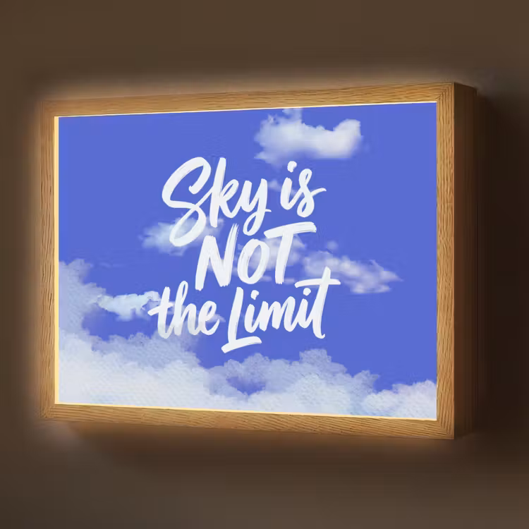 Sky is not the limit - Blauwe lucht - Wolken Light Box met batterij (Wandlamp) middel -z3d_website