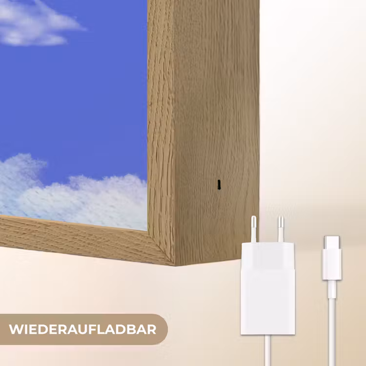 Sky is not the limit - Blauwe lucht - Wolken Light Box met batterij (Wandlamp) middel -USP_websiteoplaadbaarDE