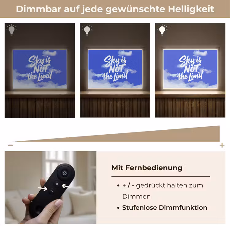 Sky is not the limit - Blauwe lucht - Wolken Light Box met batterij (Wandlamp) middel -USP_dimbaarDE
